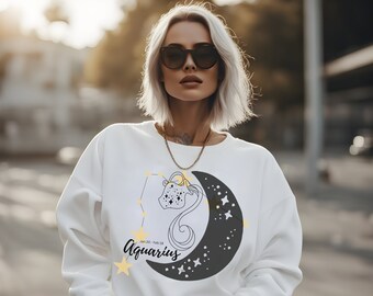 Zodiac Sign Crewneck Sweatshirt, Trendy Astrology Graphic Sweater, Unisex Birth Date Witchy Crewneck, Men's Women's Oversized Sweater, Gift