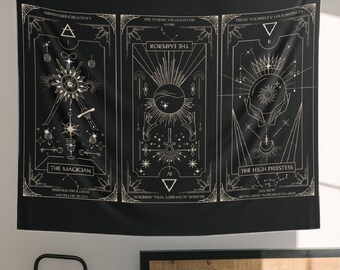 Custom Past, Present, Future Tarot Card Reading Wall Tapestries, Gothic Witchy Home Decor, Modern Boho Occult Wall Hanging, Art Gift For Her