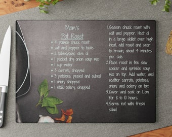 Custom Recipe Glass Cutting Board, Personalized Kitchen Decor, Family Heirloom, Recipe Glass Cutting Board, Gifts For Her, Mother's Day