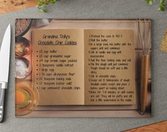 Custom Recipe Glass Cutting Board, Personalized Kitchen Décor, Family Heirloom, Charcuterie Glass Board, Gifts For Her, Mother's Day