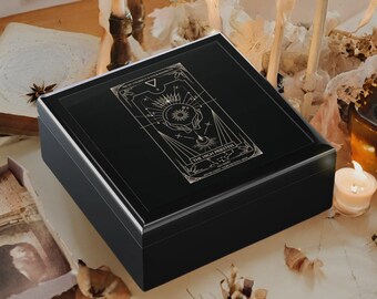Tarot Card Box, Tarot Reading Holder, Personalized Wooden Deck Box, Witchy Occult Pagan Container, Alter Stash Box, Goth Emo Jewelry Box