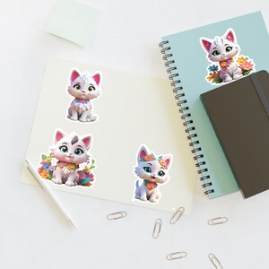 Adorable Kitten Cat Sticker Sheet, Cute Cartoon Pet Stickers, Kids Gift Idea, Laptop Decor, Lunch Box Sticker Pack, Water Bottle Vinyl Decal