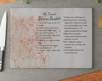 Custom Recipe Glass Cutting Board, Personalized Kitchen Decor, Family Heirloom, Recipe Glass Cutting Board, Gifts For Her, Mother's Day,