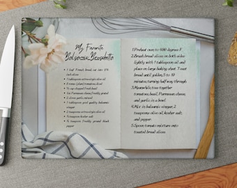 Custom Recipe Glass Cutting Board, Personalized Kitchen Decor, Family Heirloom, Recipe Glass Cutting Board, Gifts For Her, Mother's Day