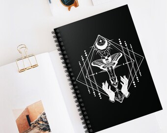 Dead Head Moth Journal, Death Head Luna Moth Horoscope Notebook, Personalized Planner Work book, Witchy Tarot Grimoire, Teen Back To School