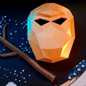 Gorilla Tag VR-comboset: aangepaste mod-stick met echt houten filament en gouden masker
