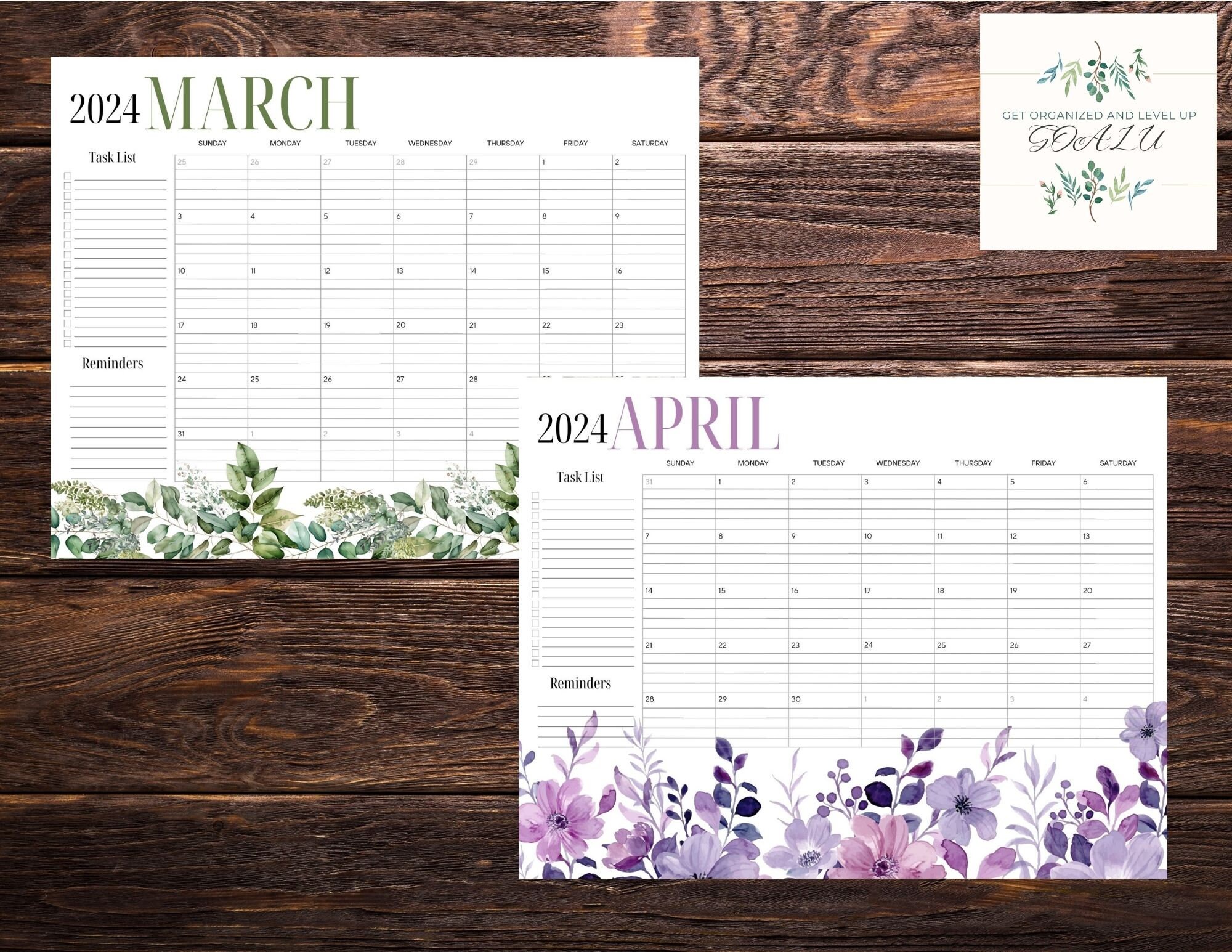 Lined 2024 Dated Printable Calendars Instant Digital Etsy Australia