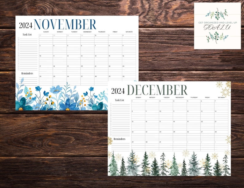 Lined 2024 Dated Printable Calendars Instant Digital Etsy Australia