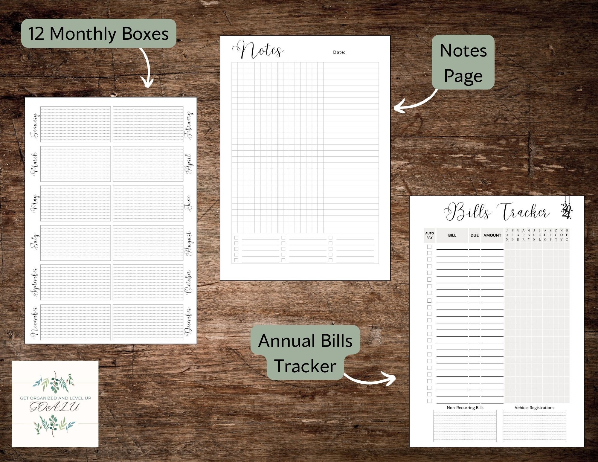 Simplified Undated Printable Planner, Instant Digital Download, Monthly ...