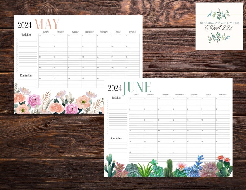 Lined 2024 Dated Printable Calendars, Instant Digital Download