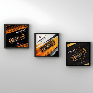 3 Sets of F1 McLaren Race Car Digital Artwork for Lego 76919 Display Frame Background Formula 1, Formula One Speed Champions compatible