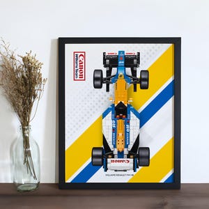 Wandposter für F1 Williams FW14B Nigel Mansell Digital Artwork für Lego Background Icons 10353 Formel 1 Formel 1 kompatibles Display