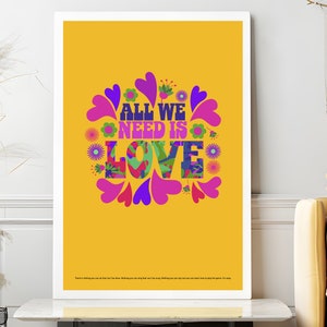 THE BEATLES Poster Psychedelic Music Poster Love Vintage Poster The Beatles Artwork for Gift Home Studio Office Cafe Wall Decor Decoration
