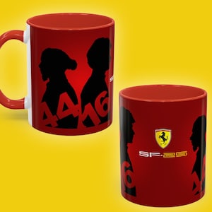 F1 Ferrari Charles Leclerc Lewis Hamilton SF-25 Red Ceramic Coffee Tea Cup Mug (11oz) for Tifosi Formula One, Formula 1 Fan and Gift
