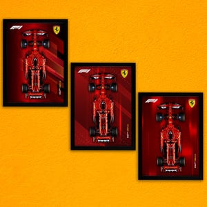 3 Sets F1 Ferrari SF-24 Rennauto Digitales Kunstwerk Wandposter Hintergrund für Lego Technik 42207 1: 8 Formel 1, Formel 1