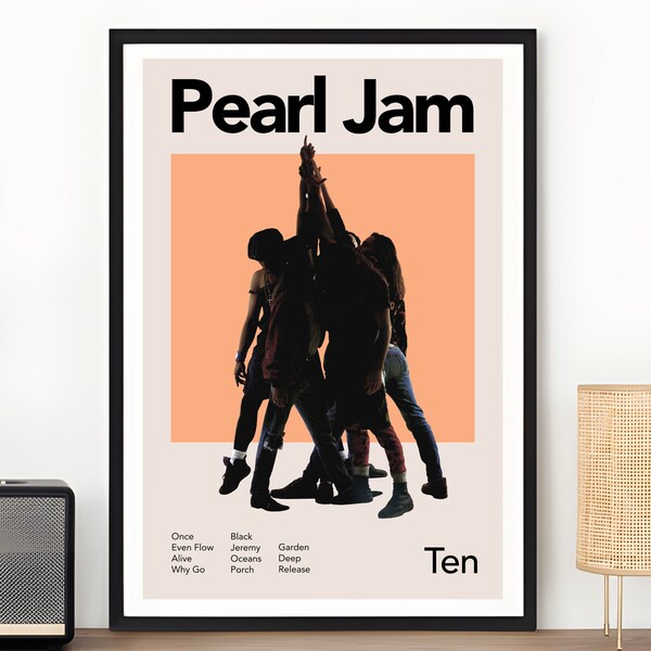 Pearl Jam Ten Album Poster, Grunge Alternative Rock Heavy Metal Eddie Vedder Poster, kultige Album Musik Vintage Retro Poster Wandkunst