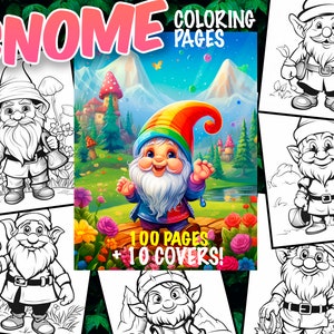 100 Pages GNOME Coloring Pages with Unique and Cute Gnome Design Coloring Book Activity for Kids  Adult Boys Girls Coloring and Cover!