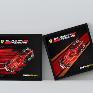 Two Designs Artwork for F1 Ferrari SF-24 Lego Speed Champions 77242 Display Frame Backgrounds Digital Artwork Charles Leclerc Lewis Hamilton