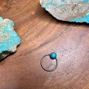 Turquoise braided rope circle permanent jewelry connector made with 5mm turquoise and sterling silver