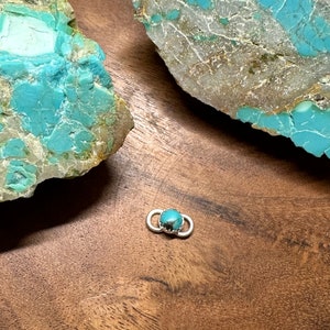 Turquoise permanent jewelry connector made with 5mm turquoise and sterling silver