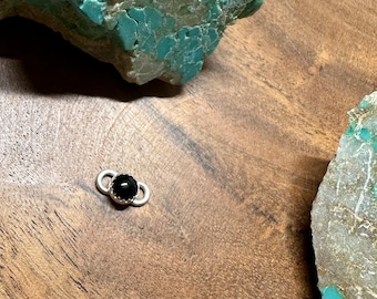 Black Onyx permanent jewelry connector made with 5mm Black Onyx and sterling silver