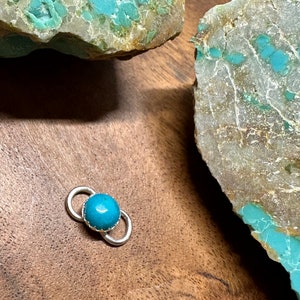 Turquoise permanent jewelry connector made with 6mm turquoise and sterling silver