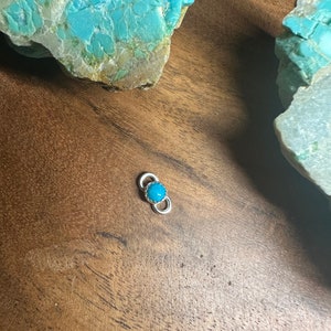 Turquoise permanent jewelry connector made with 4mm turquoise and sterling silver