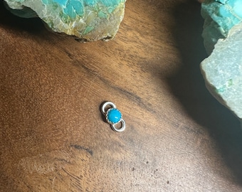 Turquoise permanent jewelry connector made with 4mm turquoise and sterling silver