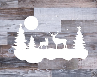 Christmas Scene , Christmas Scene with Trees, Winter SVG Scene, Winter Scene with Reindeers, Christmas Scenes SVG