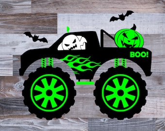Bambini Halloween SVG, Monster Truck SVG, Zucca SVG, Fantasma Svg, Pipistrello, Divertente, Camicia, Png, File Svg per Cricut, Download di disegni di sublimazione