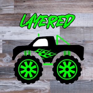 Monster Truck Svg, Layered Monster Truck Svg, Monster Truck Svg Files, Monster Truck Clipart, Cut File For Cricut, Silhouette, Png
