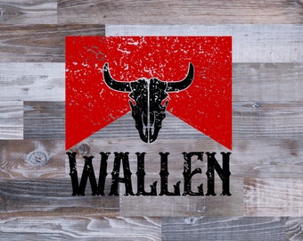 Wallen bull Png, Country Western Png, Cowboy Digital Design, Wallen Bull Skull Frame Png, Retro Wallen Bull Skull Png, Cowboy Png
