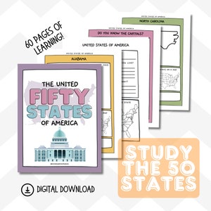 Fifty States Study Worksheets