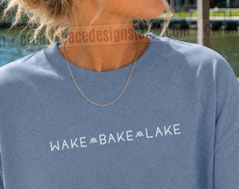 Wake and Bake Lake Days Shirt Coastal Granddaughter Oversized Lake Vacation Lake Days Tee Boat Season T Shirt Lake Vibes Clothes