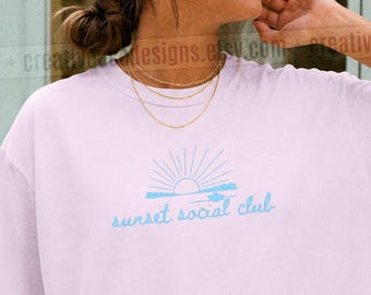 Sunset Social Club Tee Coastal Granddaughter Comfort Colors® Lake Days Shirt Oversized Lake Vacation Boat Season T Shirt Lake Days Tee