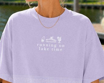 Running On Lake Time Boat Season T Shirt Coastal Granddaughter Oversized Lake Vacation Comfort Colors® Lake Days Shirt Lake Days Tee