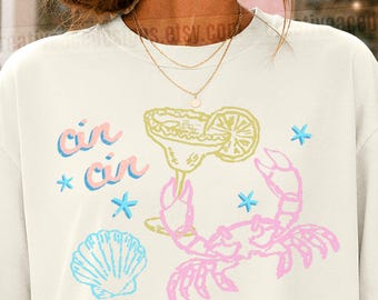 Cute Crab Margarita Coastal Girls Trip Shirt East Coast Vacation Tee A Little Crabby Zodiac Cancer Shirt Beach Graphic Summer Seafood Tee