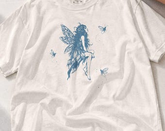 Fairy Shirt Vintage Fairy T Shirt Whimsical Fairycore Tee Flying Fairy Graphic Shirt Cottagecore Fantasy Nature Tee