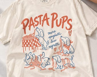 Less Regretti More Spaghetti Dog Pasta Pups Shirt Funny Dog Shirt Pasta Lover Shirt Italian Food Shirt Dog Mom Gift Comfort Colors Graphic T