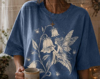 Botanical Fairy Core Cottagecore T Vintage Fantasy Lover Gift For Her Firefly Wildflower Faerie Dark Gothic Aesthetic Dark Academia Fantasy