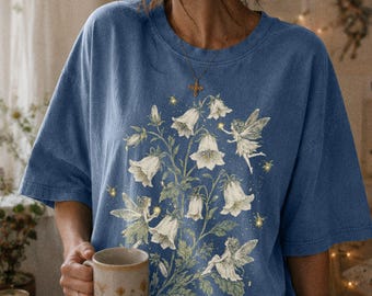 Fairy Core Cottagecore Tee Botanical Nature Lover Gift Faerie Dark Gothic Aesthetic Dark Academia Fantasy Vintage Fantasy Lover Gift For Her