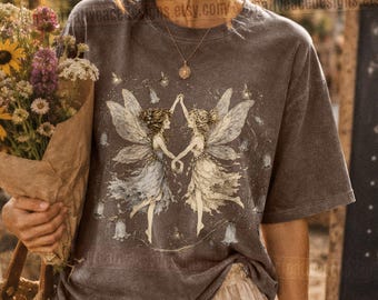 Botanical Fairy Core Cottagecore T Vintage Fantasy Lover Gift For Her Dark Academia Fantasy Faerie Dark Gothic Aesthetic Firefly Wildflower