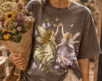 Dancing Fairies Cottagecore Tee Firefly Wildflower Vintage Fantasy Lover Gift For Her Dark Academia Fantasy Faerie Dark Gothic Aesthetic