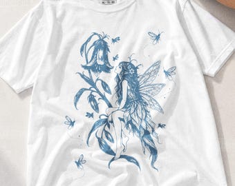 Fairy Shirt Botanical Fairy T Shirt Vintage Floral Fairy Tee Whimsical Fairycore Shirt Cottagecore Nature Graphic Tee