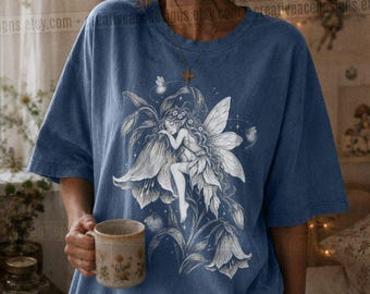 Botanical Fairy Grunge Shirt Faerie Dark Gothic Aesthetic Fairycore Whimsical Shirt Dark Academia Fantasy Vintage Fantasy Lover Gift For Her