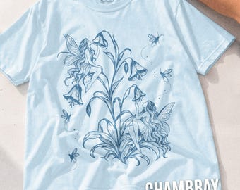 Fairy Garden Shirt Botanical Fairy T Shirt Floral Fairycore Tee Vintage Flower Fairy Shirt Cottagecore Garden Graphic Tee