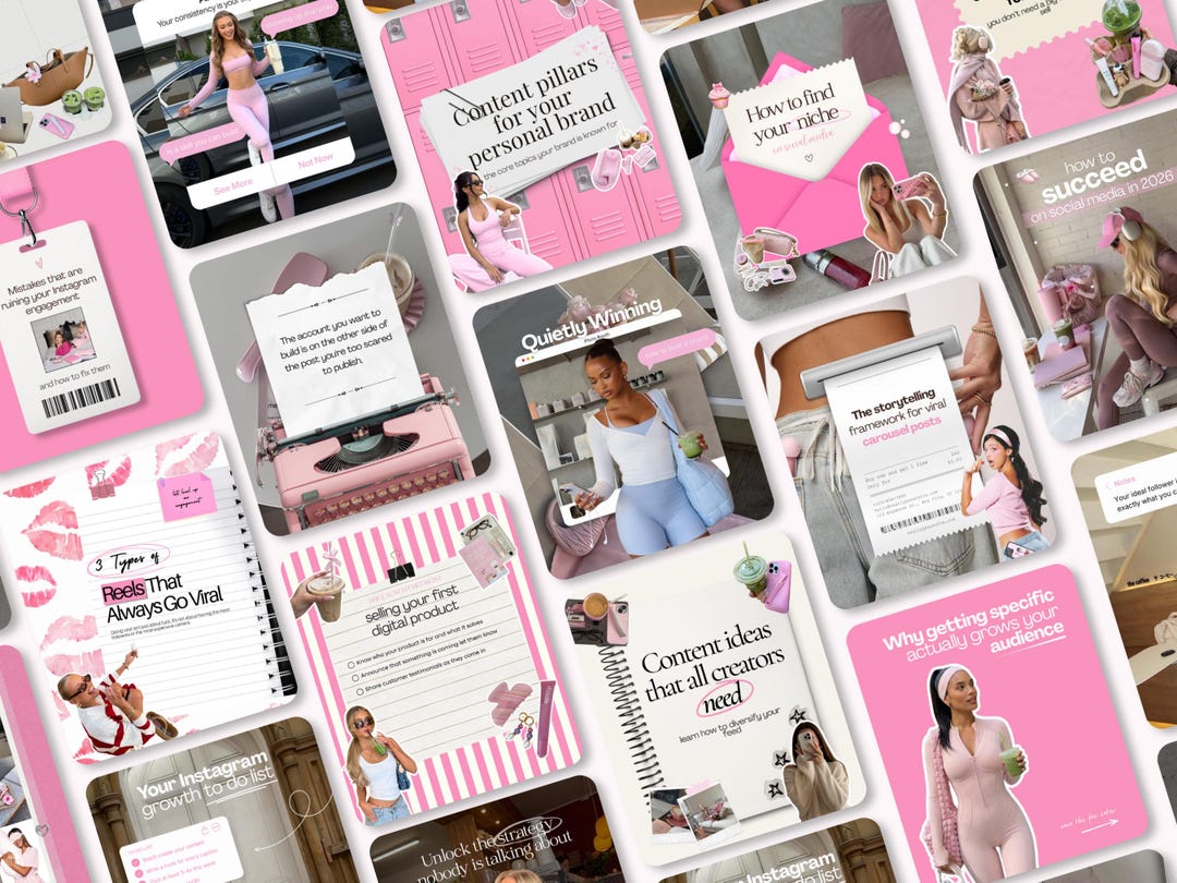 60 Pink Instagram Templates for Content Creator, Influencers, Social ...