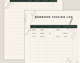 Newborn Feeding and Diapering Log Digital Download, Printable, Letter ...