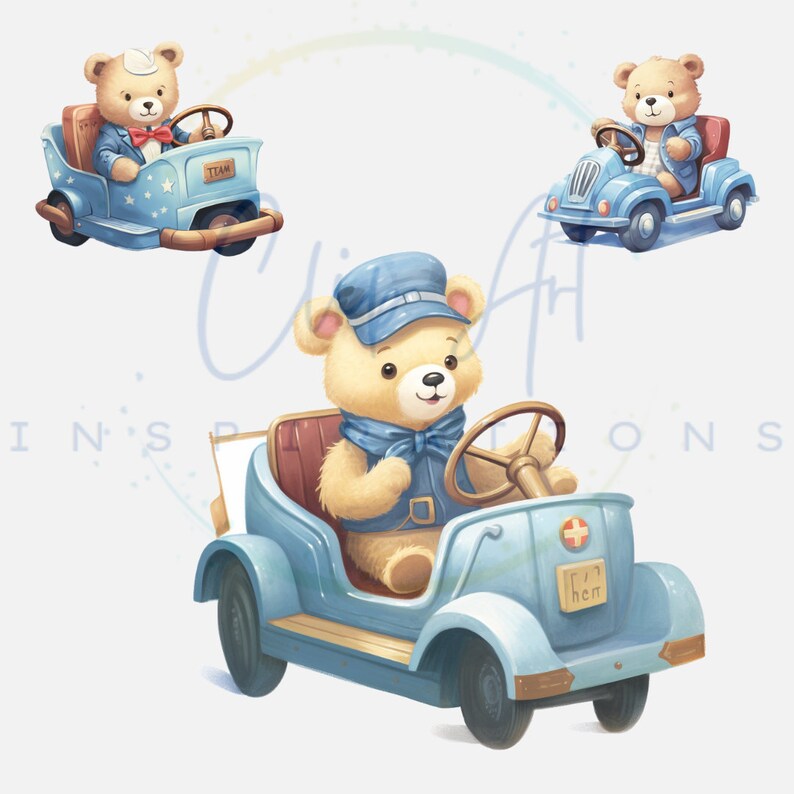 Watercolor Teddy Bear Clip Art Clipart Pack Baby Shower for a - Etsy