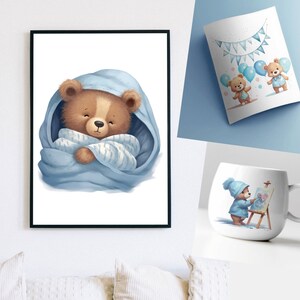 Watercolor Teddy Bear Clip Art Clipart Pack Baby Shower for a - Etsy